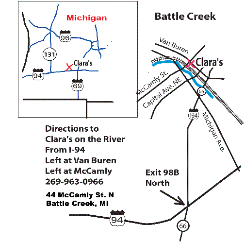 Map to  Clara's Depot
