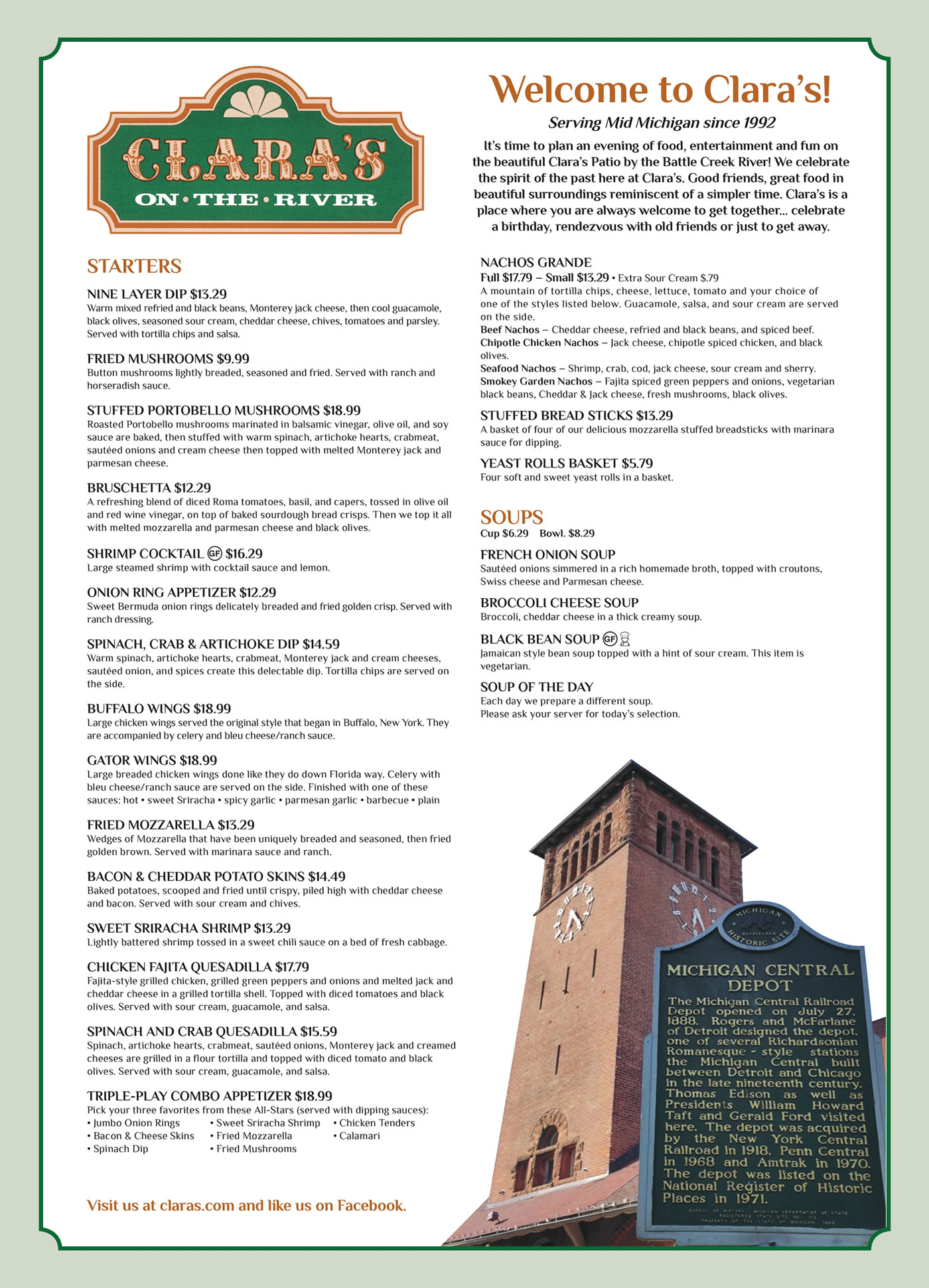 Claras_On_The-River menu 1